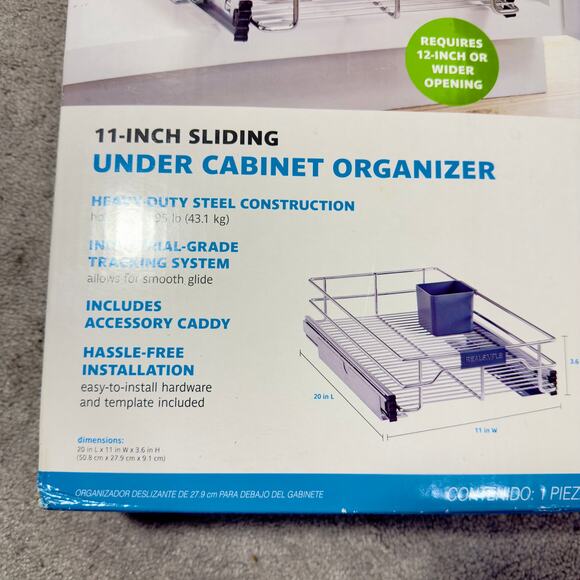 Real Simple Heavy Duty Steel 11” Sliding Under Cabinet Organizer Storage - Picture 4 of 16